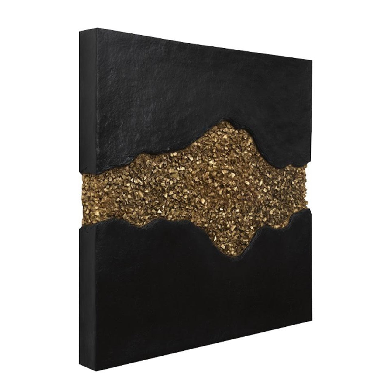PANNEAU TEXTURE PC-GEODE NOIR ET OR, DÉCORATION MURALE