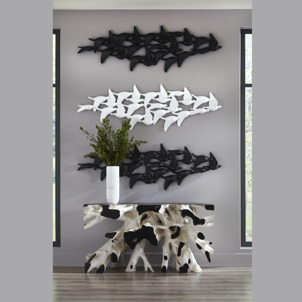 PC - VOLÉE D'OISEAUX, ART MURAL, BLANC MAT