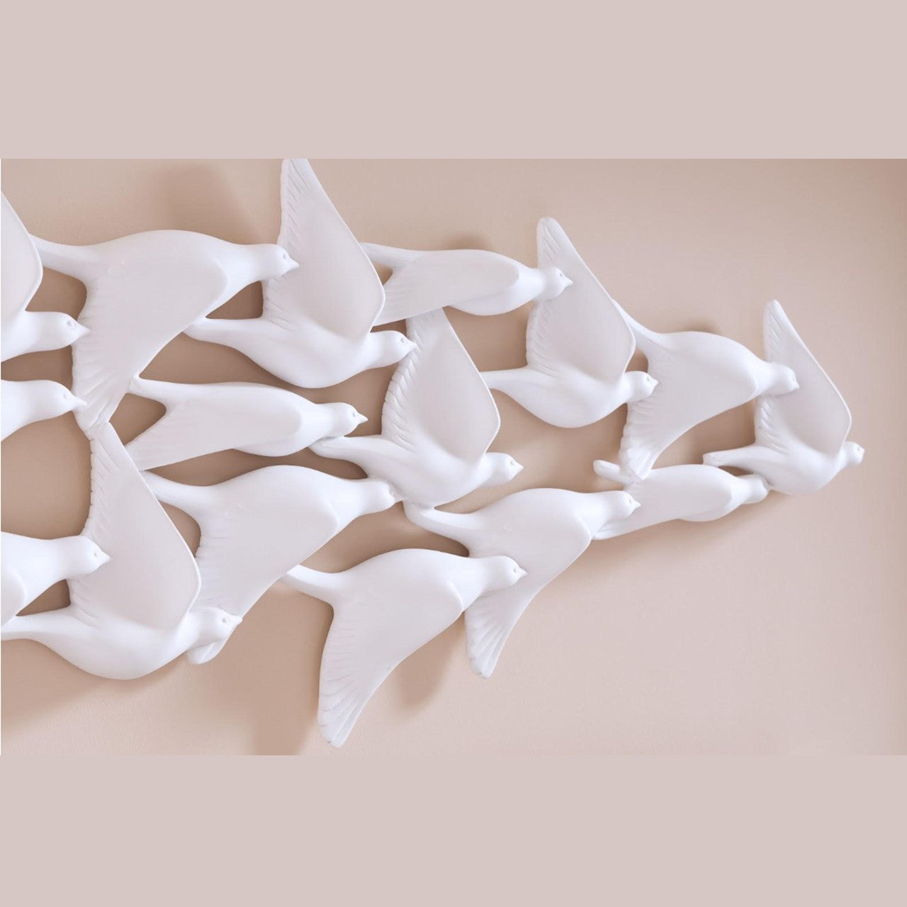 PC - VOLÉE D'OISEAUX, ART MURAL, BLANC MAT