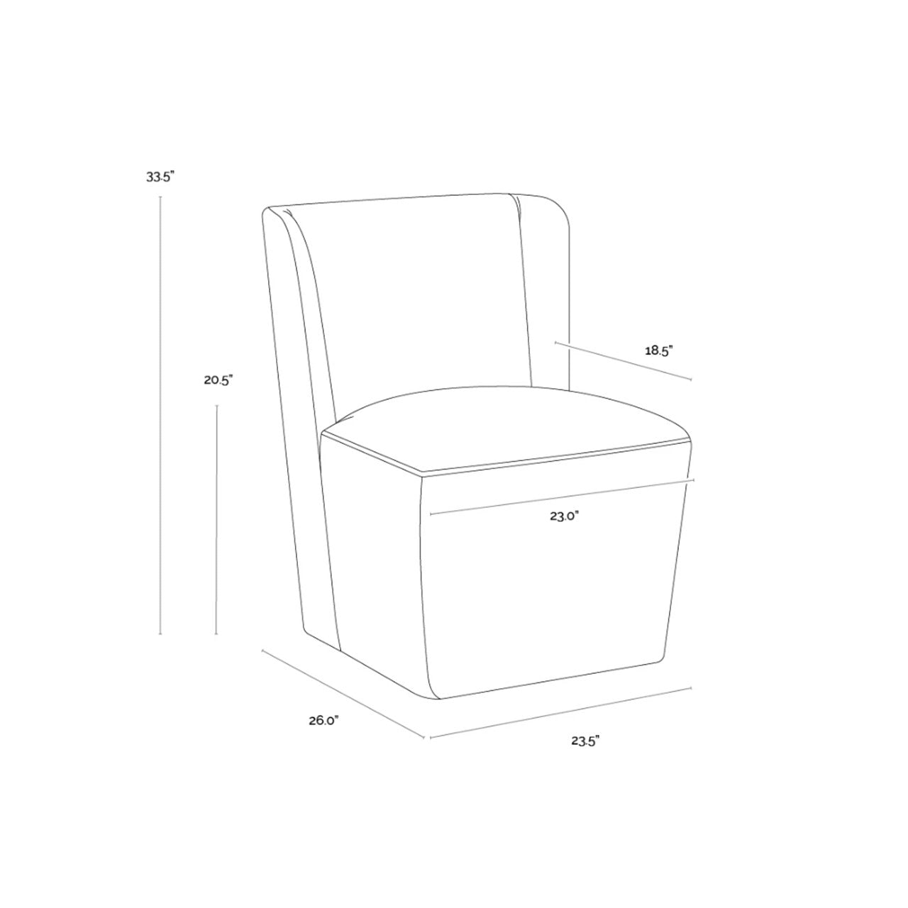 SP - CHAISE DE SALLE À MANGER À ROULETTES AMITA