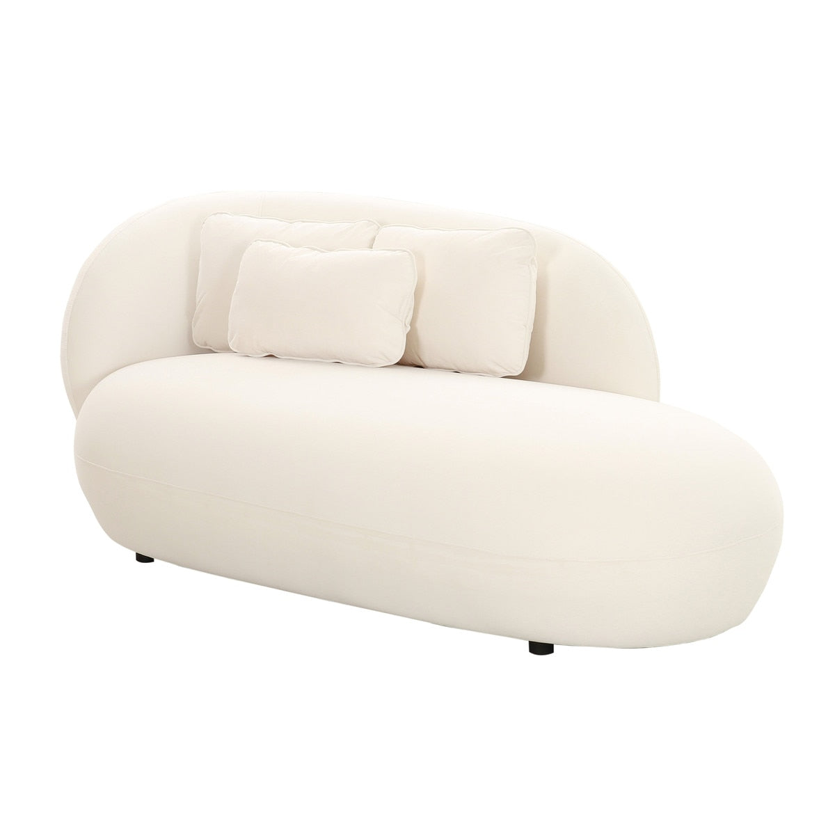 Chaise longue en velours crème TV-Galet