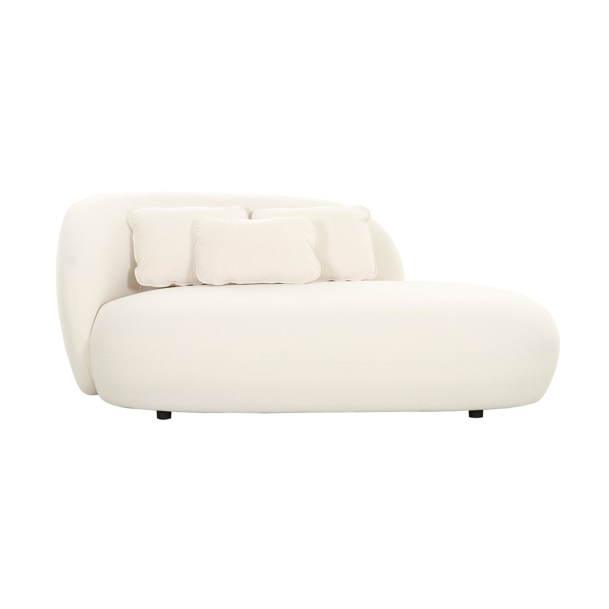 Chaise longue en velours crème TV-Galet