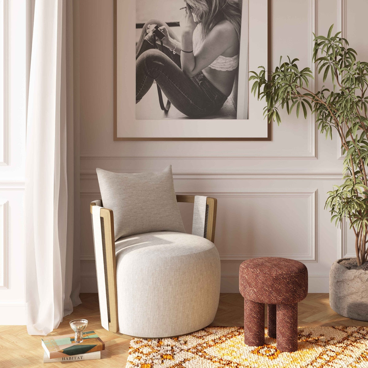 Chaise pivotante recyclée et vieillie TV-Paolo