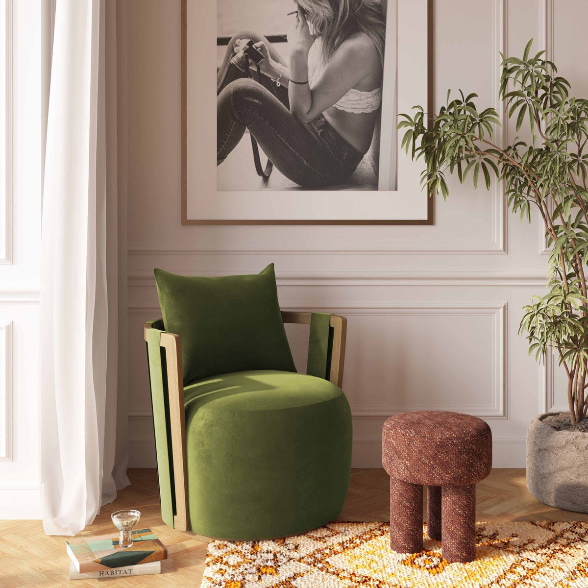 Chaise pivotante recyclée et vieillie TV-Paolo