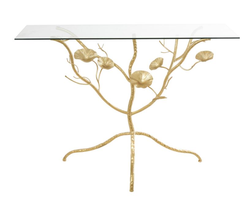 UA- TABLE CONSOLE EN MÉTAL À RAYURES FLORALES