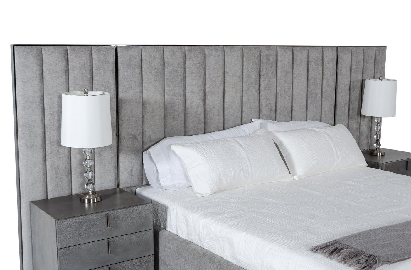 VG - MODREST BUCKLEY - LIT MODERNE EN ACIER INOXYDABLE GRIS ET NOIR