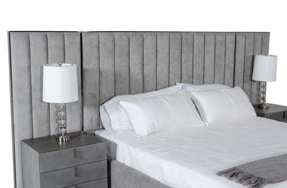 VG - MODREST BUCKLEY - LIT MODERNE EN ACIER INOXYDABLE GRIS ET NOIR