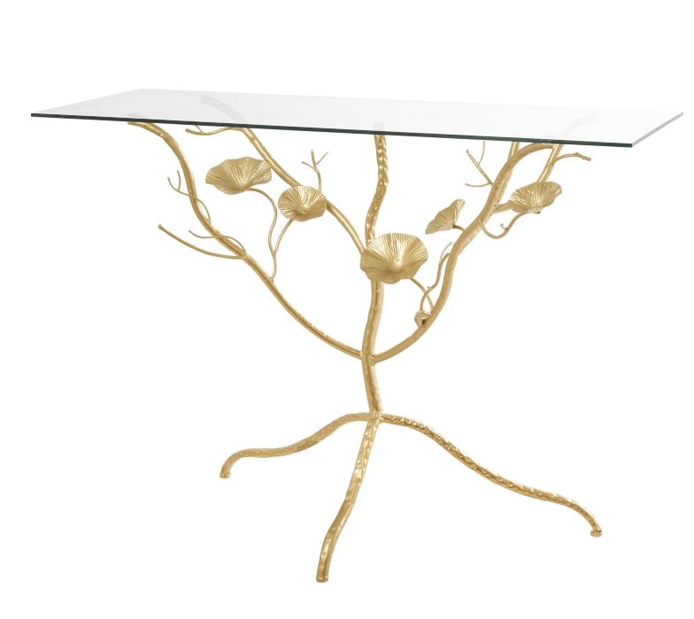 UA- TABLE CONSOLE EN MÉTAL À RAYURES FLORALES