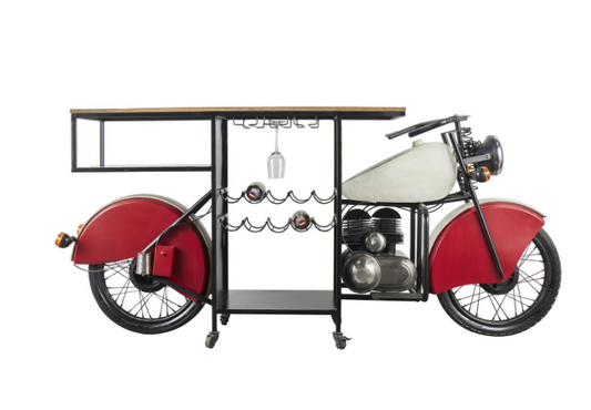 UA- CHARIOT DE BAR VINTAGE EN MÉTAL ROUGE