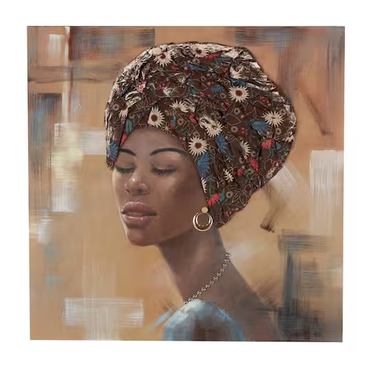 UA - DECOR MURAL FEMME AVEC COIFFE 3D ET BIJOUX EN OR