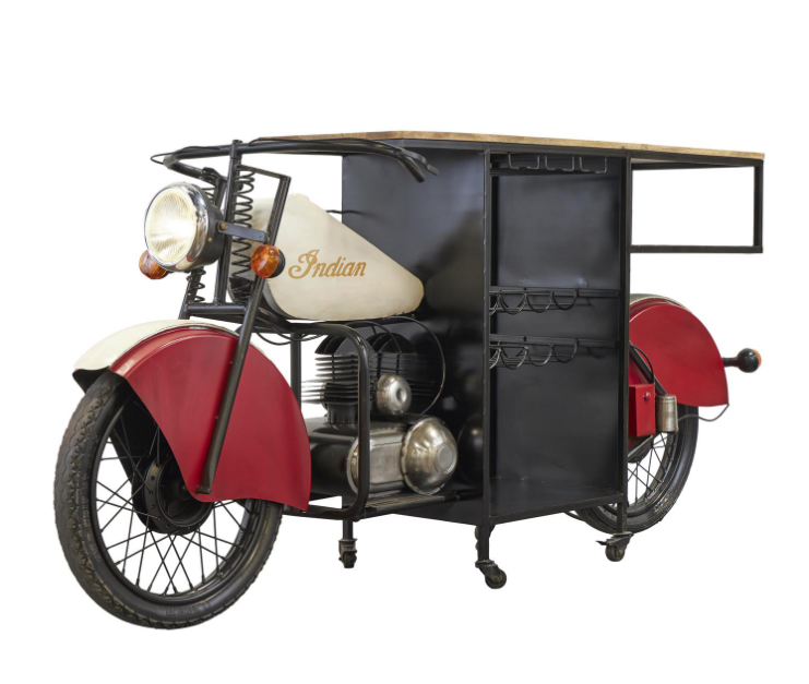 UA- CHARIOT DE BAR VINTAGE EN MÉTAL ROUGE