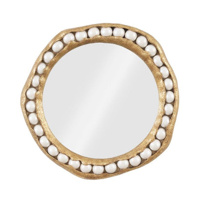 PC- MIROIR PERLÉ, FEUILLE D'OR, ROND