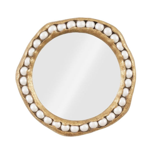 PC- MIROIR PERLÉ, FEUILLE D'OR, ROND