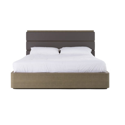VG - MODREST LOIS - LIT MODERNE EN CUIR GRIS ET GALUCHAT BEIGE