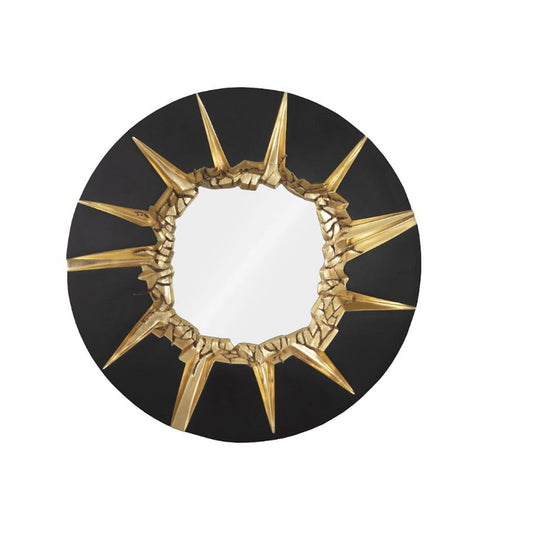 PC - MIROIR CIRCULAIRE FISSURÉ, NOIR ET OR