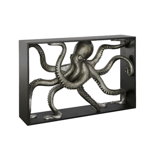 PC- OCTO CONSOLE AVEC CADRE, CADRE EN BOIS, FEUILLE D'ARGENT