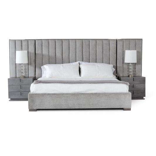 VG - MODREST BUCKLEY - LIT MODERNE EN ACIER INOXYDABLE GRIS ET NOIR