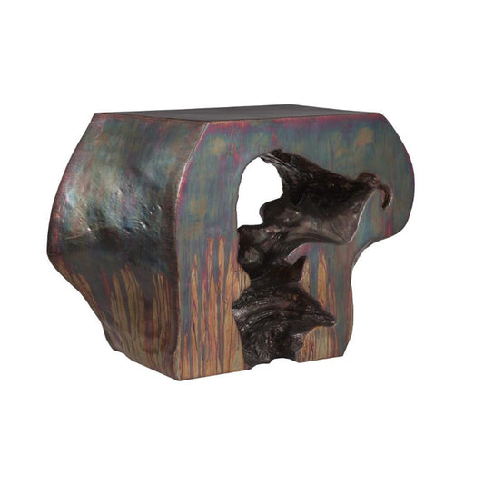 CONSOLE CREUSE PC-PLATEADA, FINITION PATINE CUIVRE