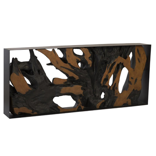 Console en résine moulée avec cadre en métal, marron