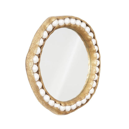 PC- MIROIR PERLÉ, FEUILLE D'OR, ROND