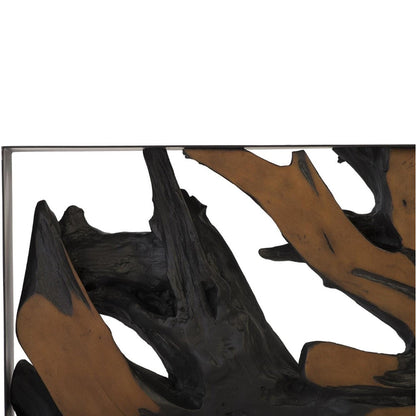 Console en résine moulée avec cadre en métal, marron
