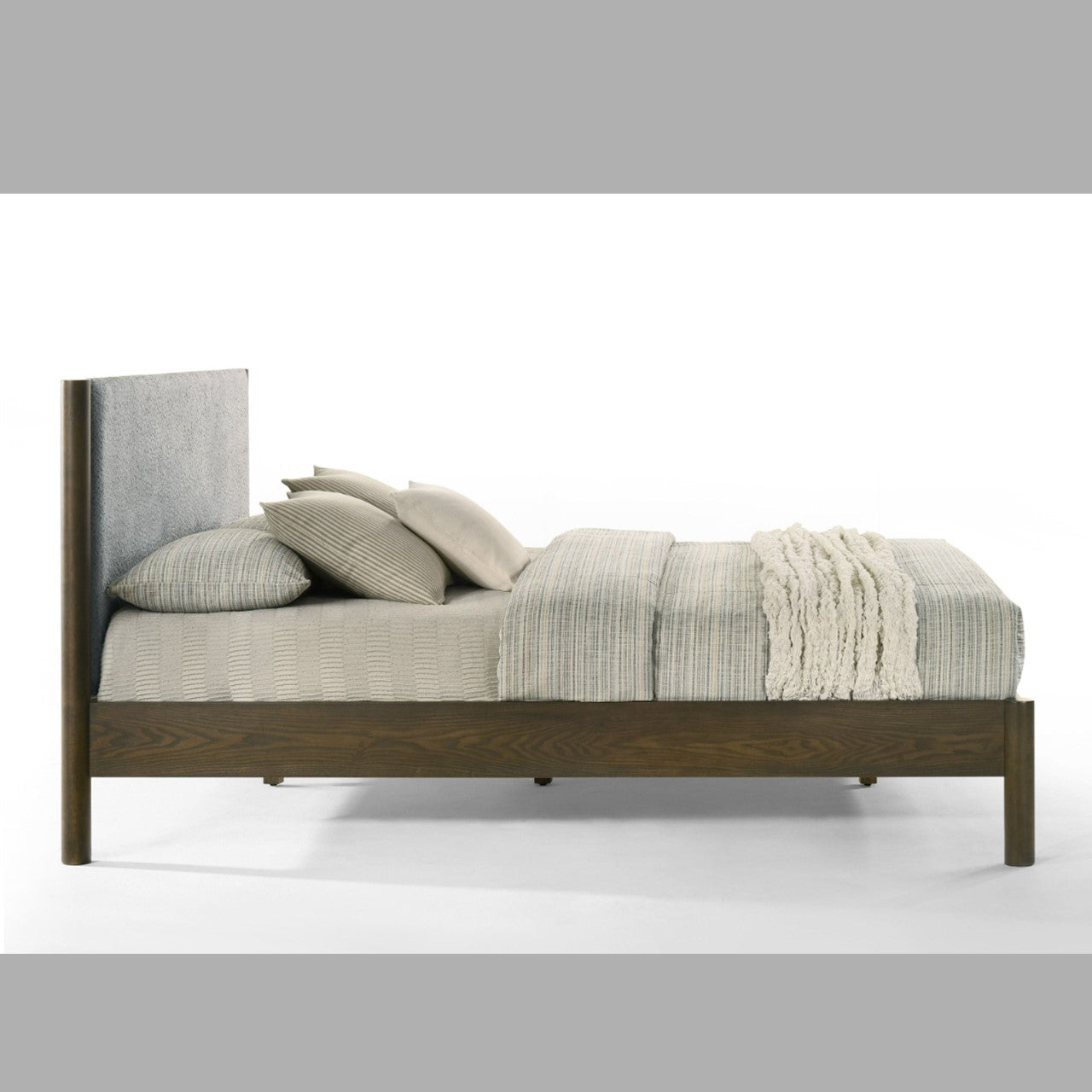 VG- MODREST CAROLINA - LIT MODERNE EN TISSU GRIS + WENGÉ