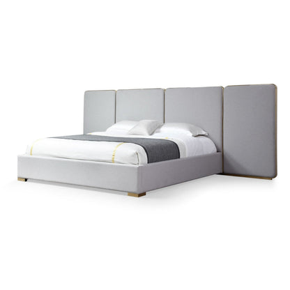 VG - MODREST ATHENA - LIT MODERNE EN LIN GRIS CLAIR + OR