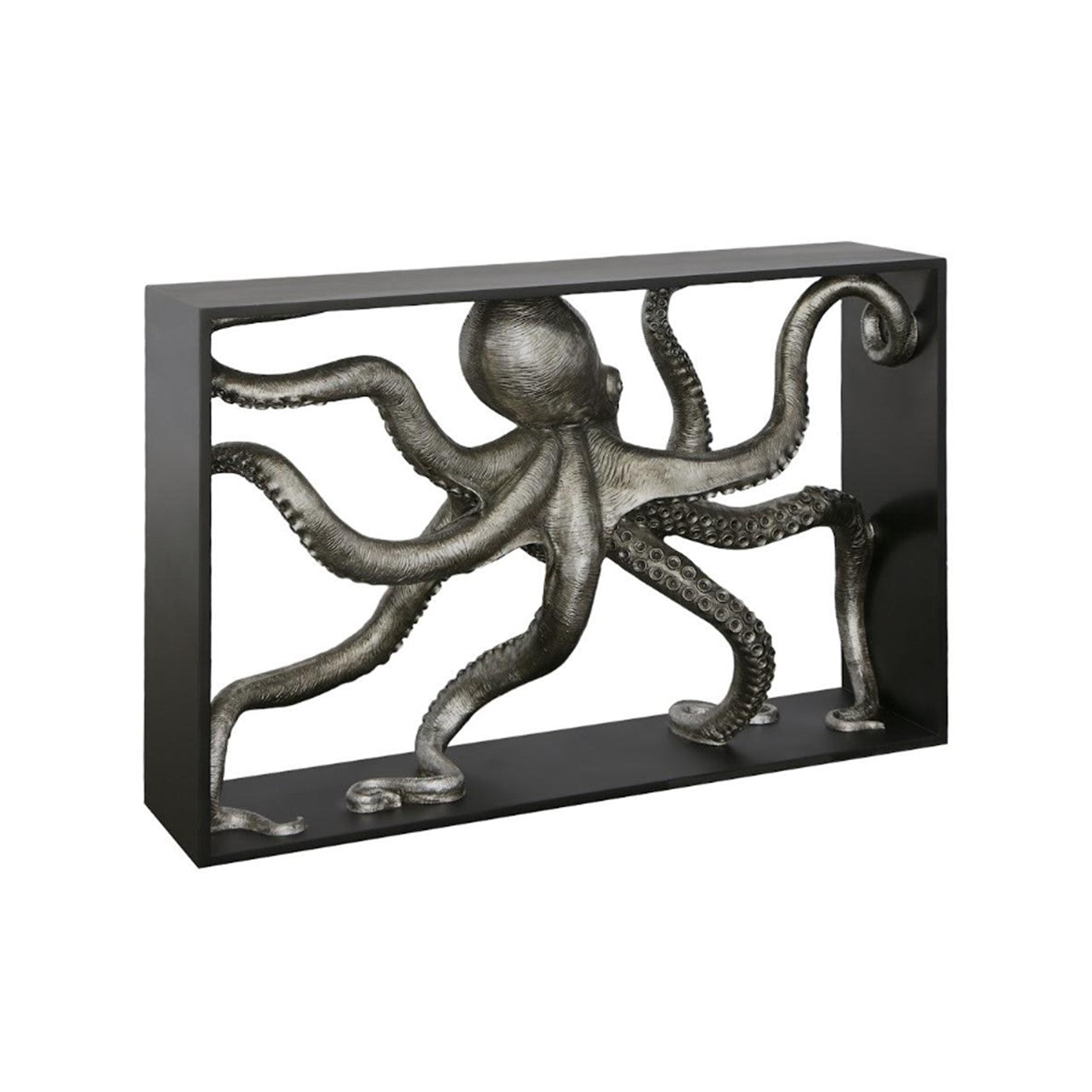 PC- OCTO CONSOLE AVEC CADRE, CADRE EN BOIS, FEUILLE D'ARGENT