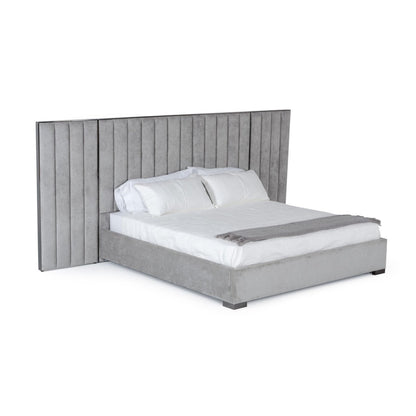 VG - MODREST BUCKLEY - LIT MODERNE EN ACIER INOXYDABLE GRIS ET NOIR