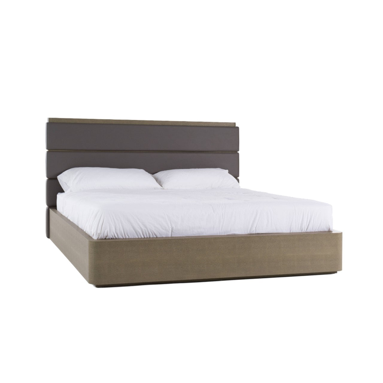VG - MODREST LOIS - LIT MODERNE EN CUIR GRIS ET GALUCHAT BEIGE