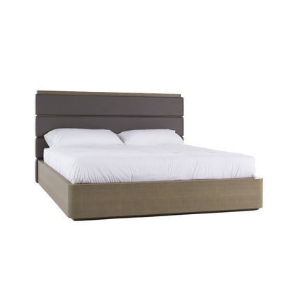 VG - MODREST LOIS - LIT MODERNE EN CUIR GRIS ET GALUCHAT BEIGE