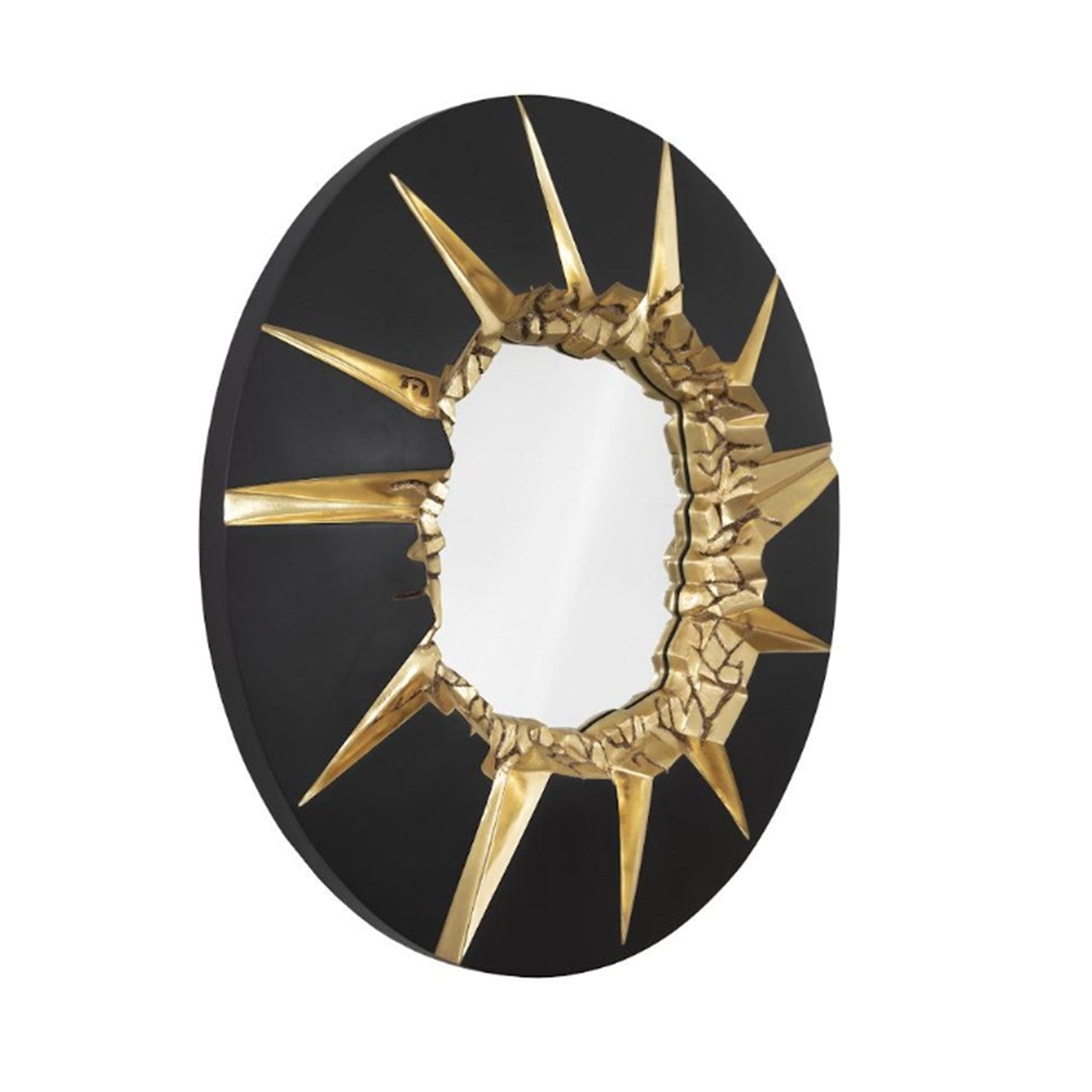 PC - MIROIR CIRCULAIRE FISSURÉ, NOIR ET OR