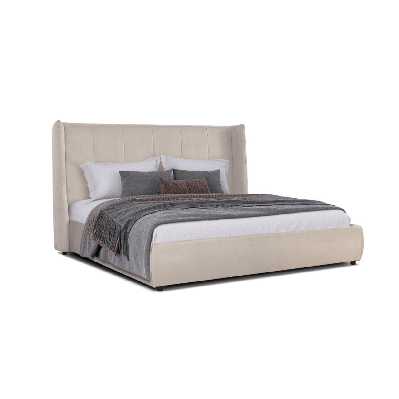 VG - MODREST EMILIA - LIT MODERNE EN VELOURS BEIGE