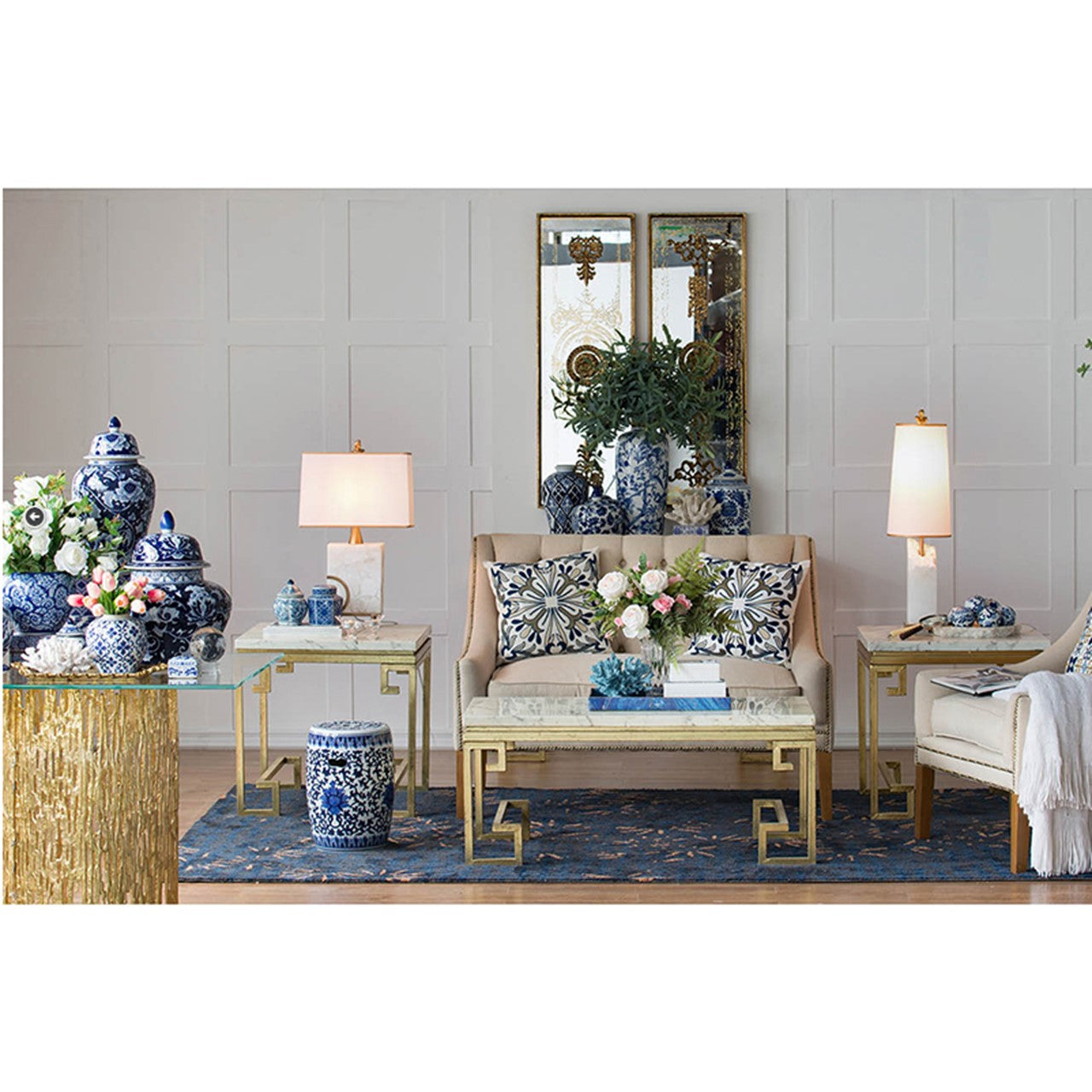AB - DÉCORATION MURALE MIROIR ENCADRÉ, LOT DE 2 MÉTALLISÉS DORÉS