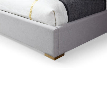 VG - MODREST ATHENA - LIT MODERNE EN LIN GRIS CLAIR + OR