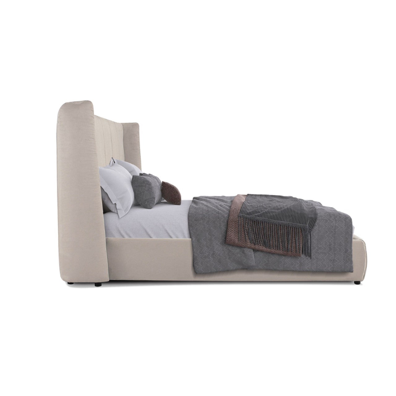 VG - MODREST EMILIA - LIT MODERNE EN VELOURS BEIGE