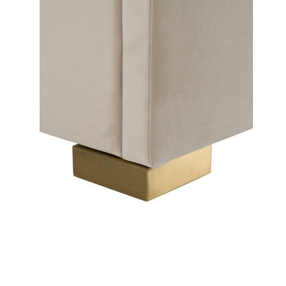 VG - MODREST FLORENCE - LIT MODERNE EN VELOURS BEIGE + OR