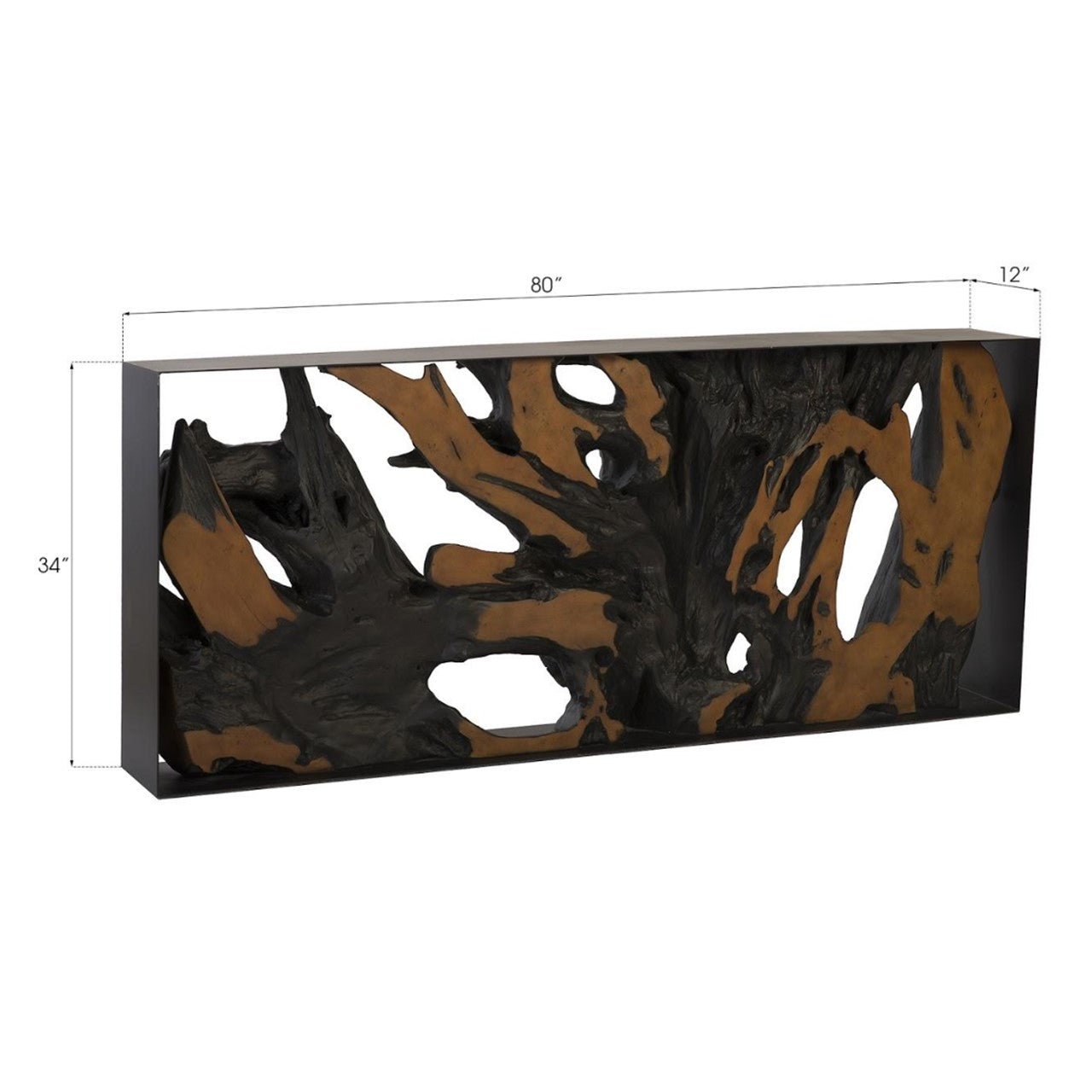 Console en résine moulée avec cadre en métal, marron