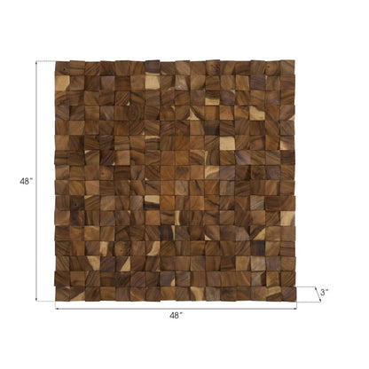 PC-BLOCKS WALL ART, BOIS CHAMCHA, NATUREL, LG