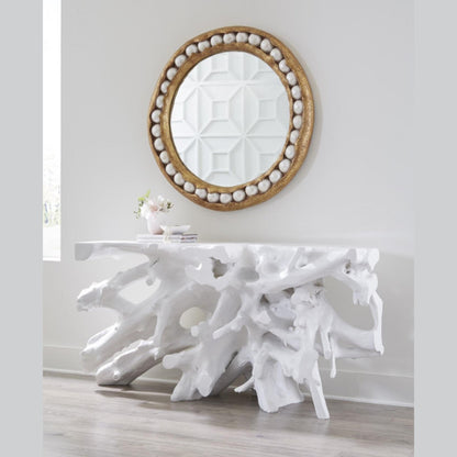 PC- MIROIR PERLÉ, FEUILLE D'OR, ROND
