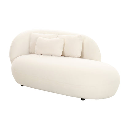 Chaise longue en velours crème TV-Galet