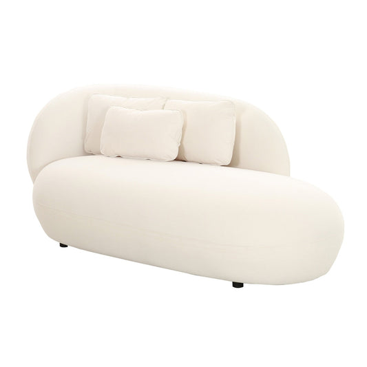 Chaise longue en velours crème TV-Galet