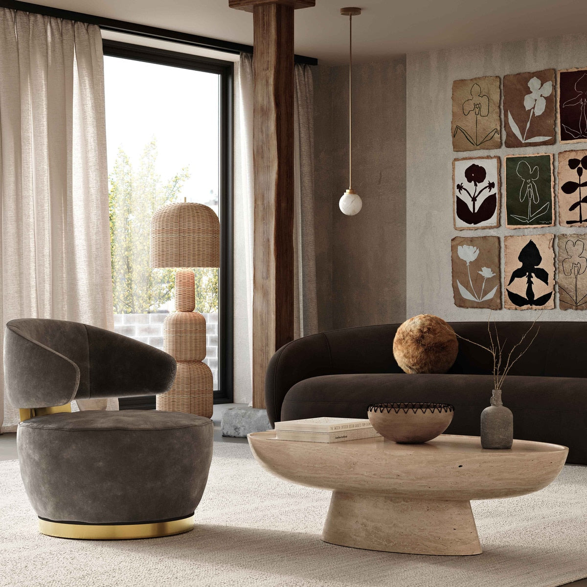 Chaise pivotante en tissu recyclé TV-Austin