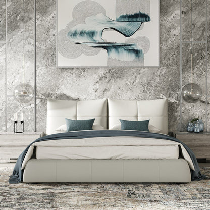 VG -MODREST PATRICK - LIT MODERNE EN CUIR GRIS CLAIR