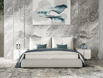 VG -MODREST PATRICK - LIT MODERNE EN CUIR GRIS CLAIR